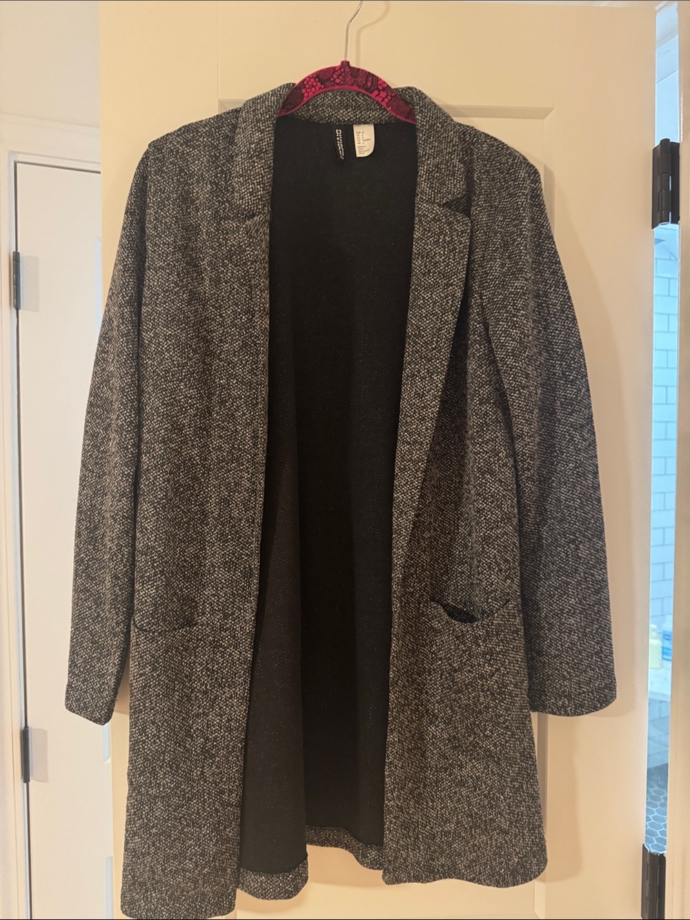 Divided Women's Open-Front Longline Grey Tweed Blazer